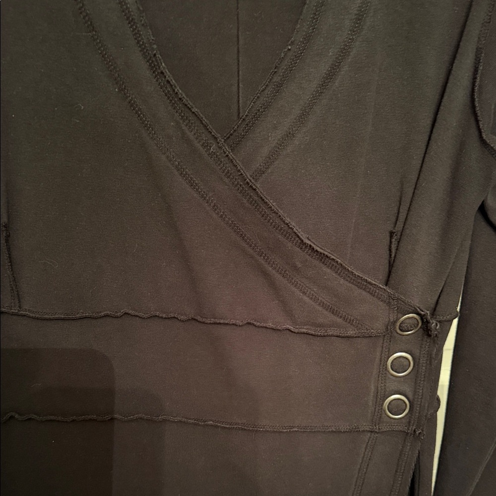 Raw Earth Wild Sky Jersey Knit Wrap Dress Black Size L Boho - Picture 7 of 14